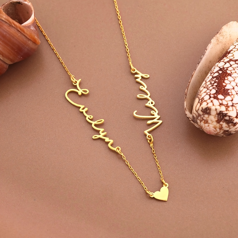 Women's Customizable Heart Name Necklace, Perfect Gift for Her